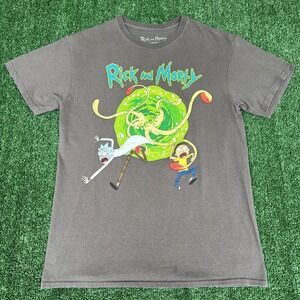 Ripple Junction T-Shirt Mens Medium‎ Gray Rick And Morty Portal Cartoon TV Show